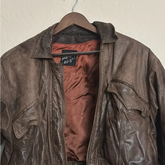 Vintage 80s Genuine Leather Bomber Jacket – Tamiko West – Rare Style - Picture 4 of 9
